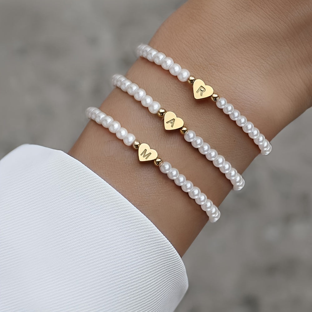Women's Elegant Heart Monogram Bracelet