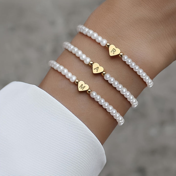 Women's Elegant Heart Monogram Bracelet