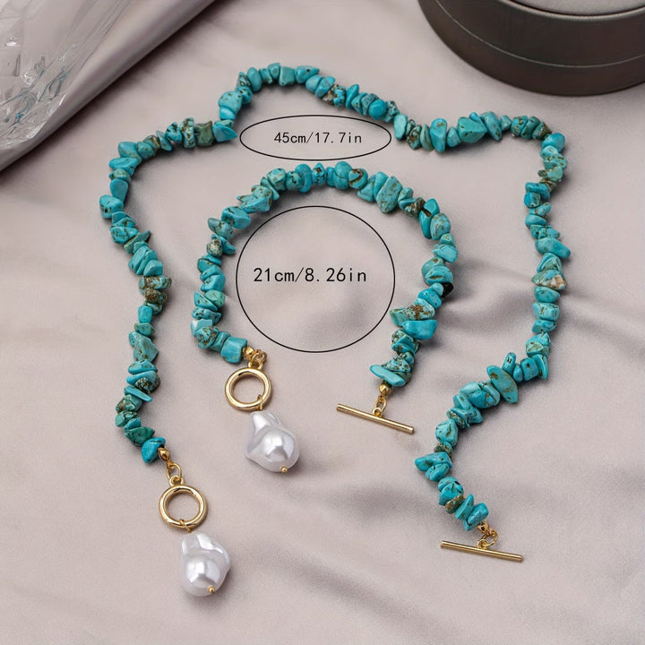 Necklace and bracelet set with turquoise