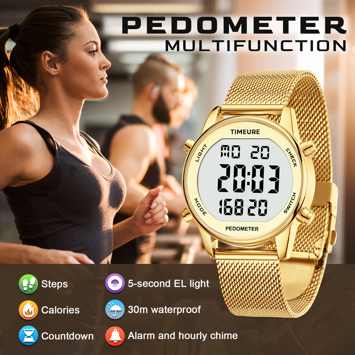 Addison TIMEURE Ladies' Waterproof Pedometer Watch 2401-Steel Tape