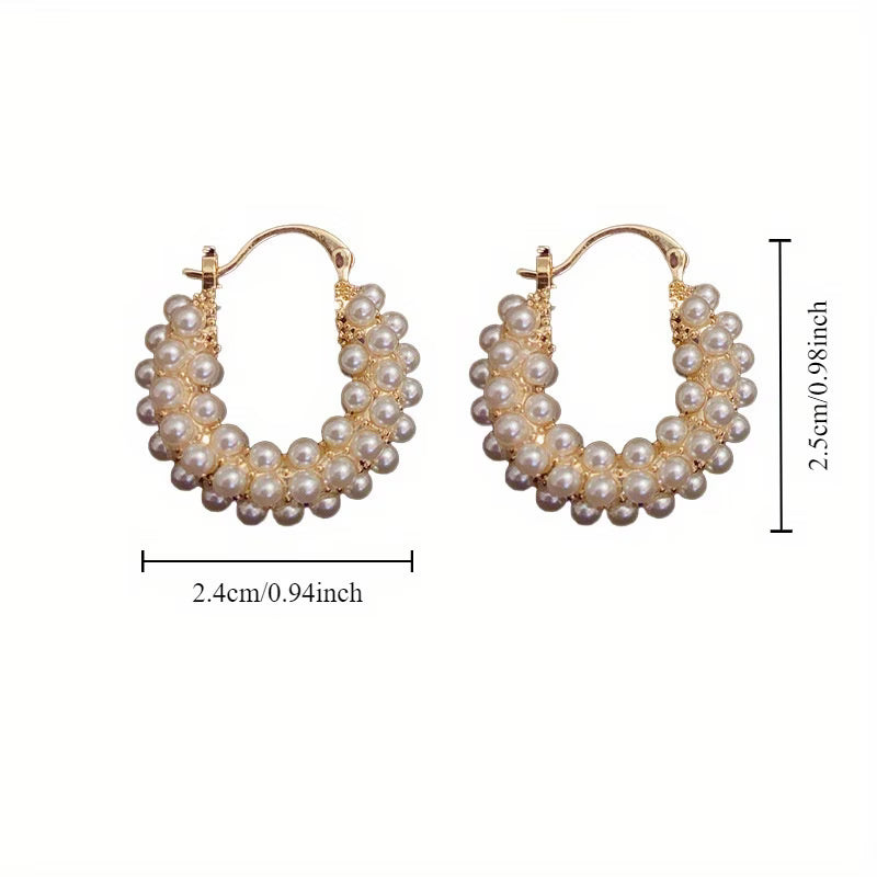 Women's Elegant Hoop Pearl Earrings