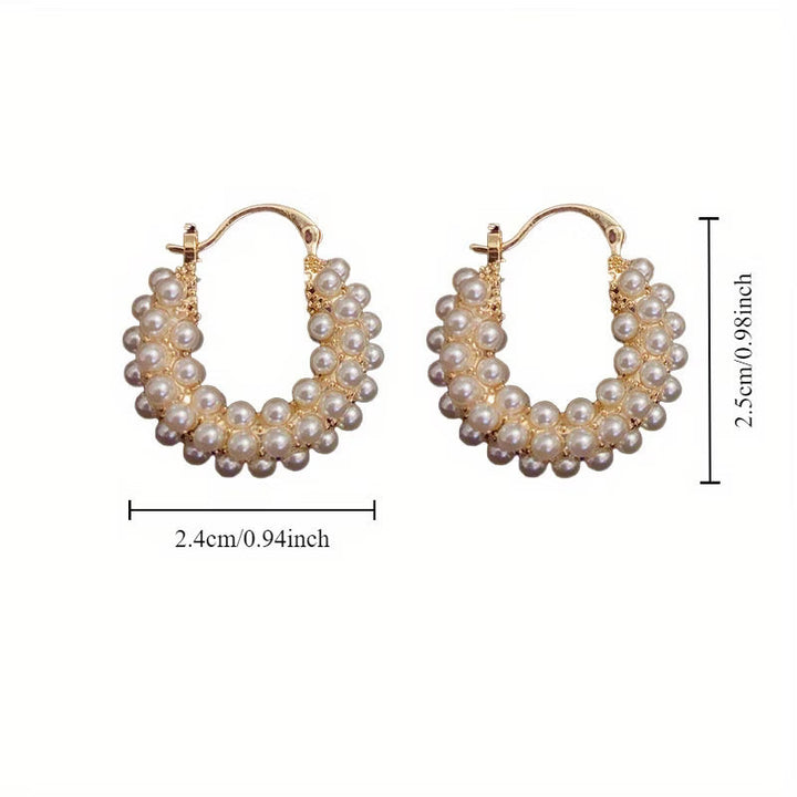 Women's Elegant Hoop Pearl Earrings