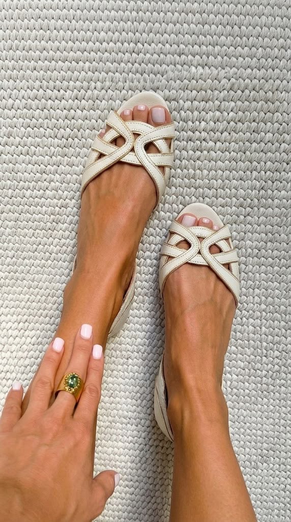 Women's Elegant Woven Cream Sandals