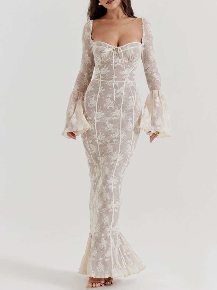 Women's Elegant Lace Corset Bodice Summer Maxi Dress