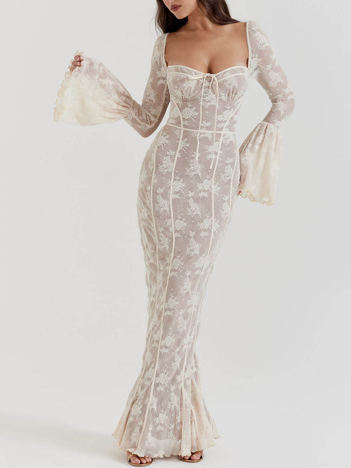Women's Elegant Lace Corset Bodice Summer Maxi Dress