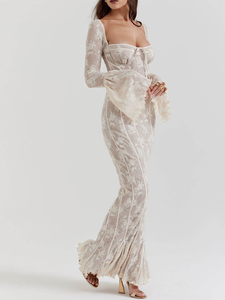 Women's Elegant Lace Corset Bodice Summer Maxi Dress