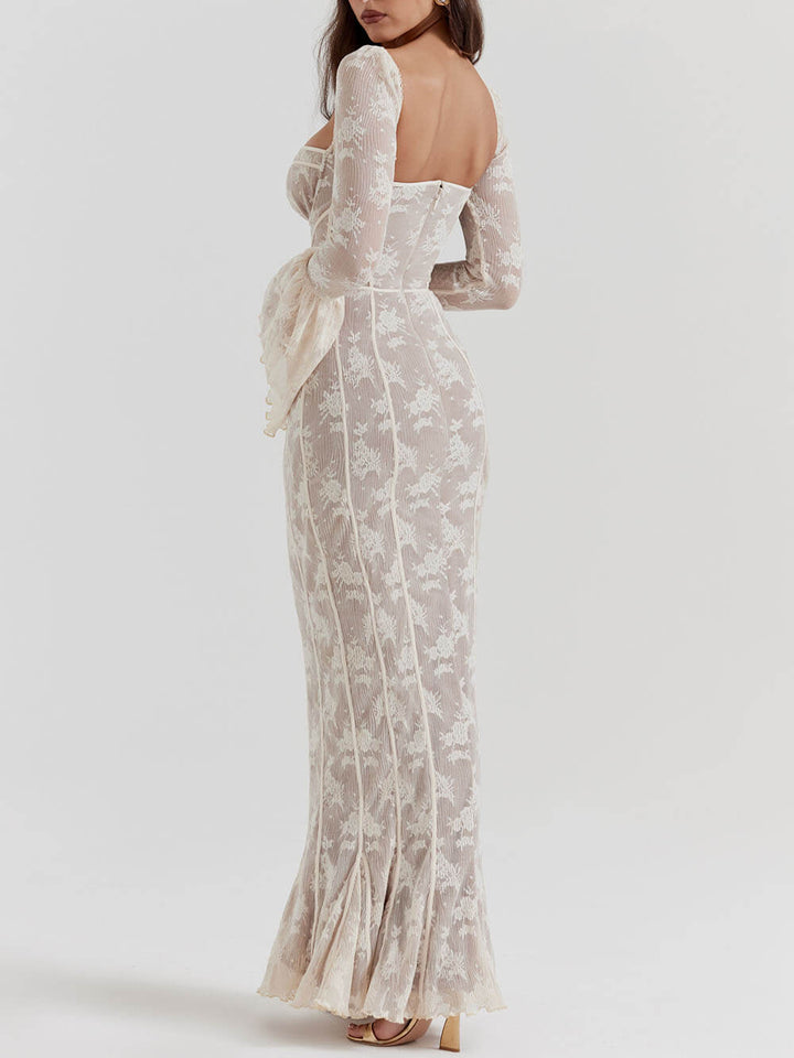 Women's Elegant Lace Corset Bodice Summer Maxi Dress