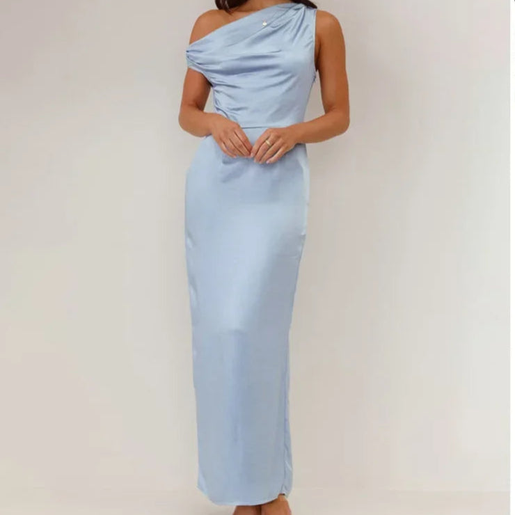 Women's Draped Wedding Guest Maxi Dress