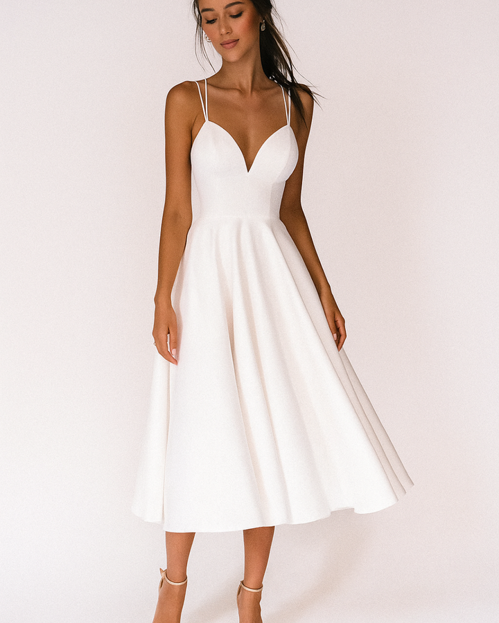 Women's Strappy Midi Wedding Guest Dress