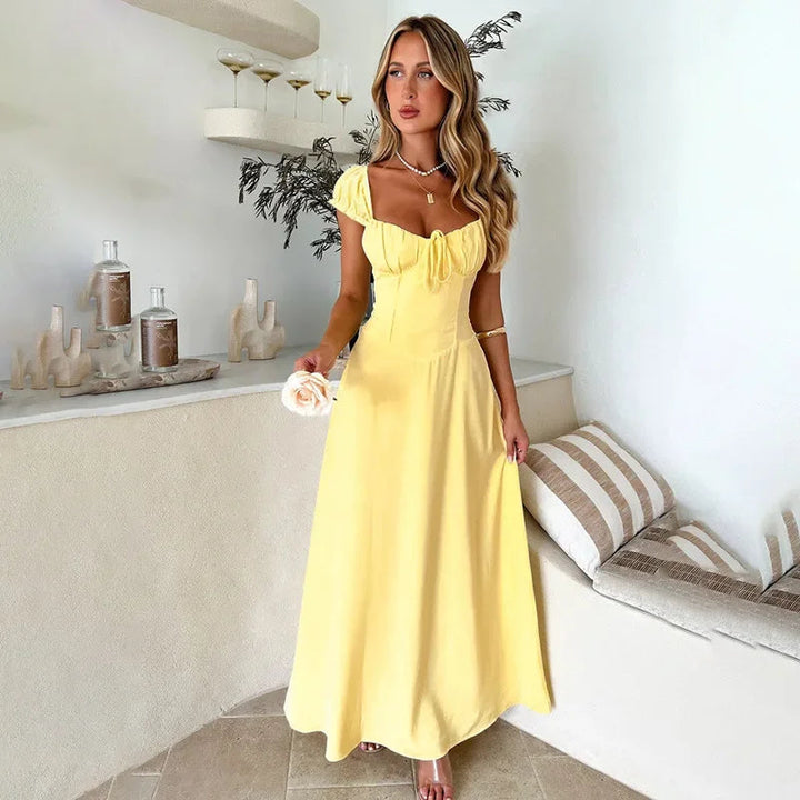 Women's Flowy Yellow Maxi Dress