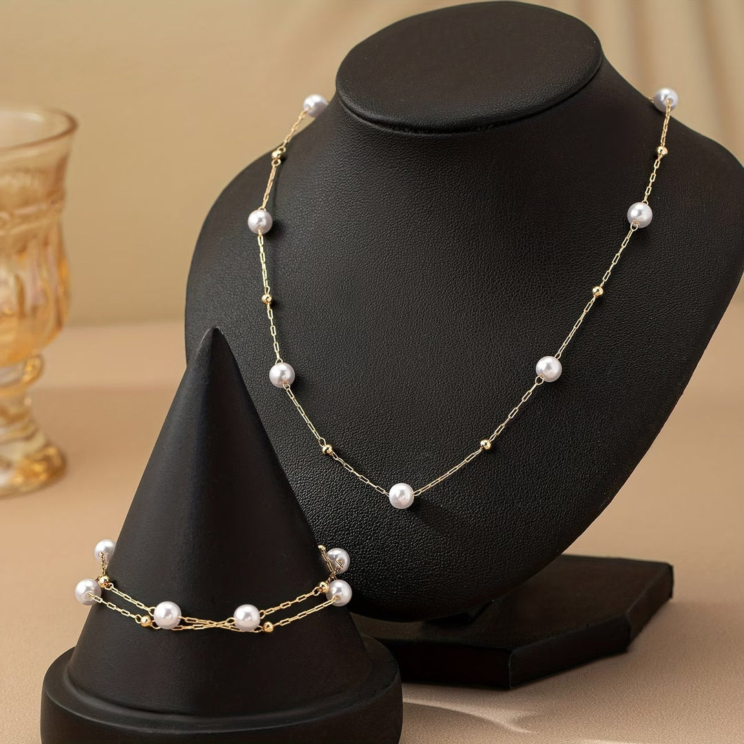 Women's Elegant Delicate Pearl Jewelry Set