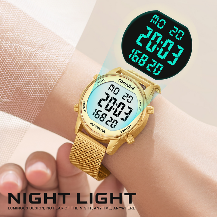 Addison TIMEURE Ladies' Waterproof Pedometer Watch 2401-Steel Tape