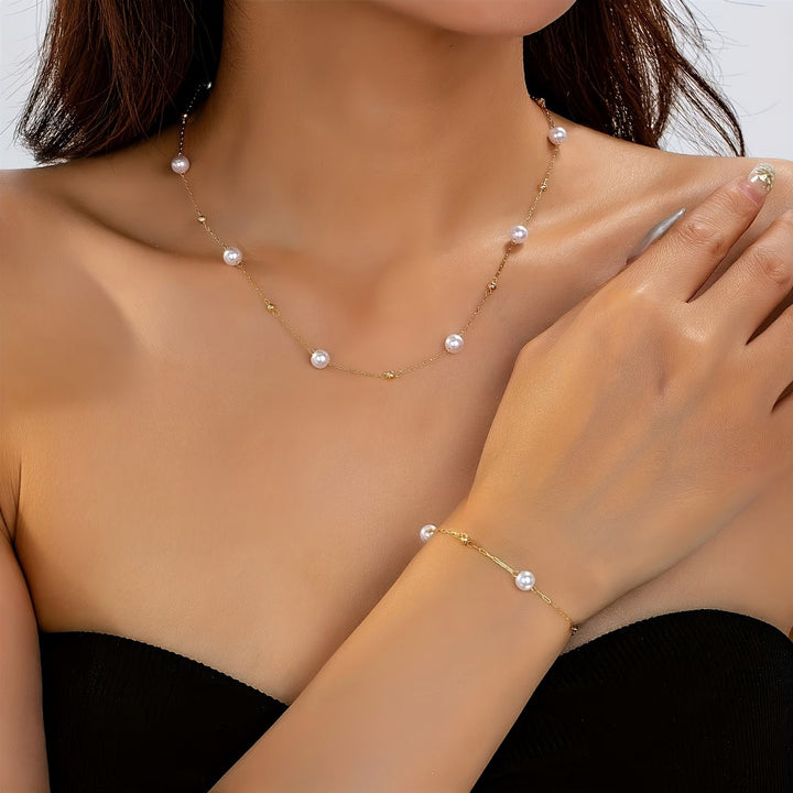 Women's Elegant Delicate Pearl Jewelry Set