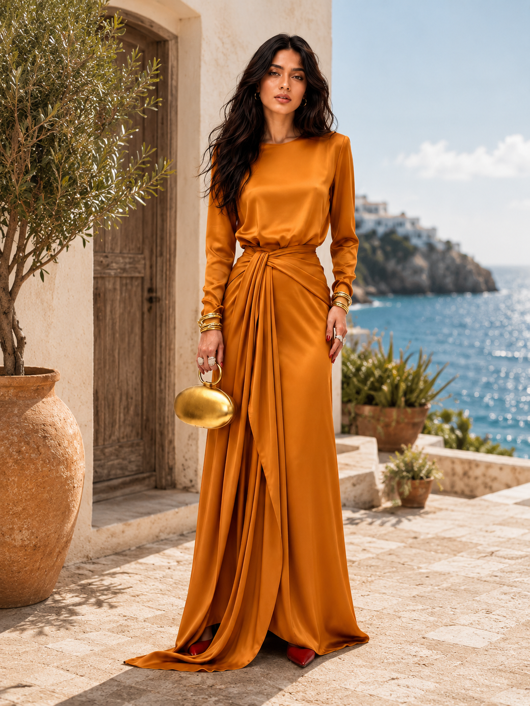 Women's Draped Elegant Maxi Dress