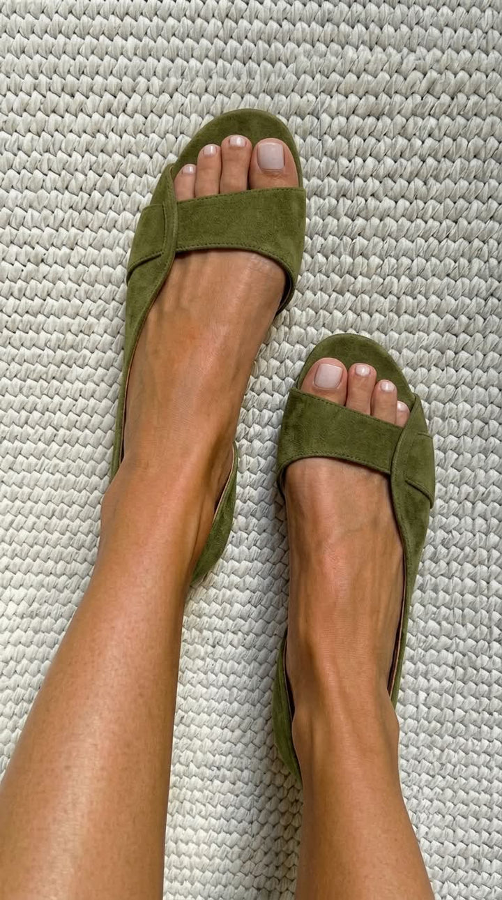Women's Casual Slingback Low Heel Eco-Suede Open Toe Sandals