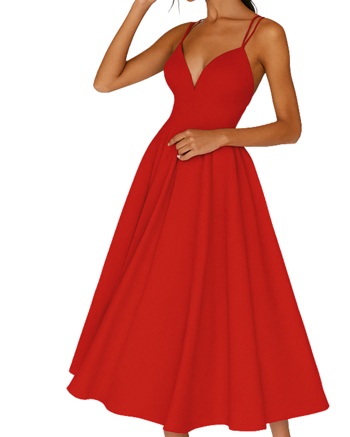 Women's Strappy Midi Wedding Guest Dress