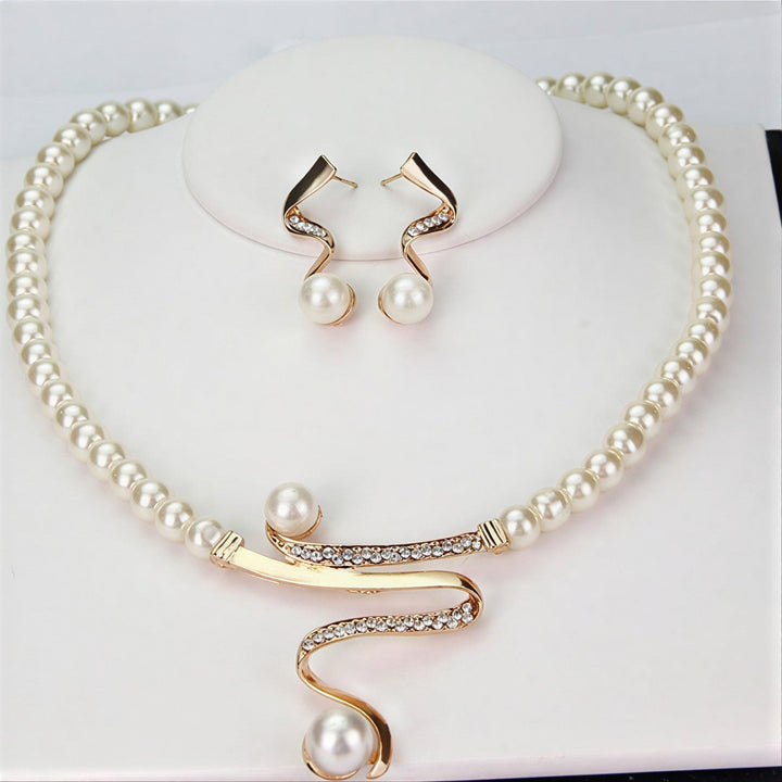 Women's Elegant Pearl Wave Jewelry Set