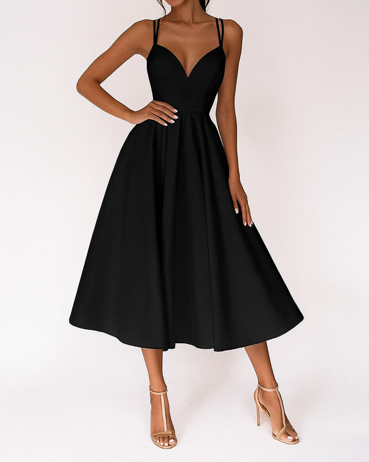 Women's Strappy Midi Wedding Guest Dress