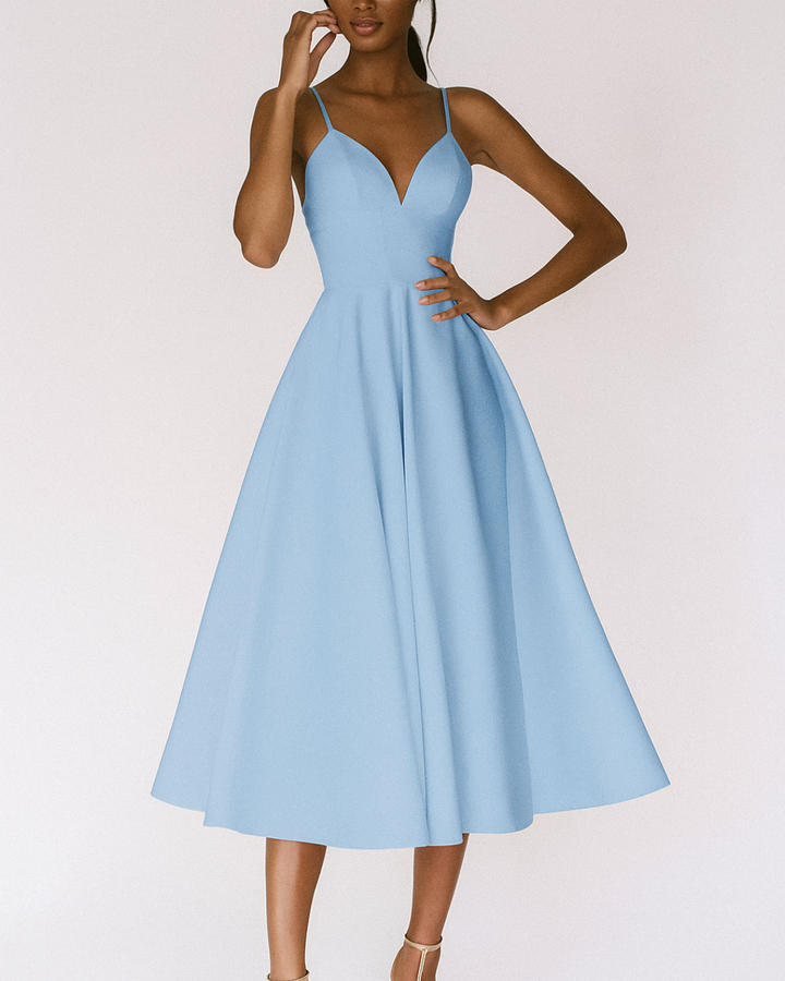 Women's Strappy Midi Wedding Guest Dress