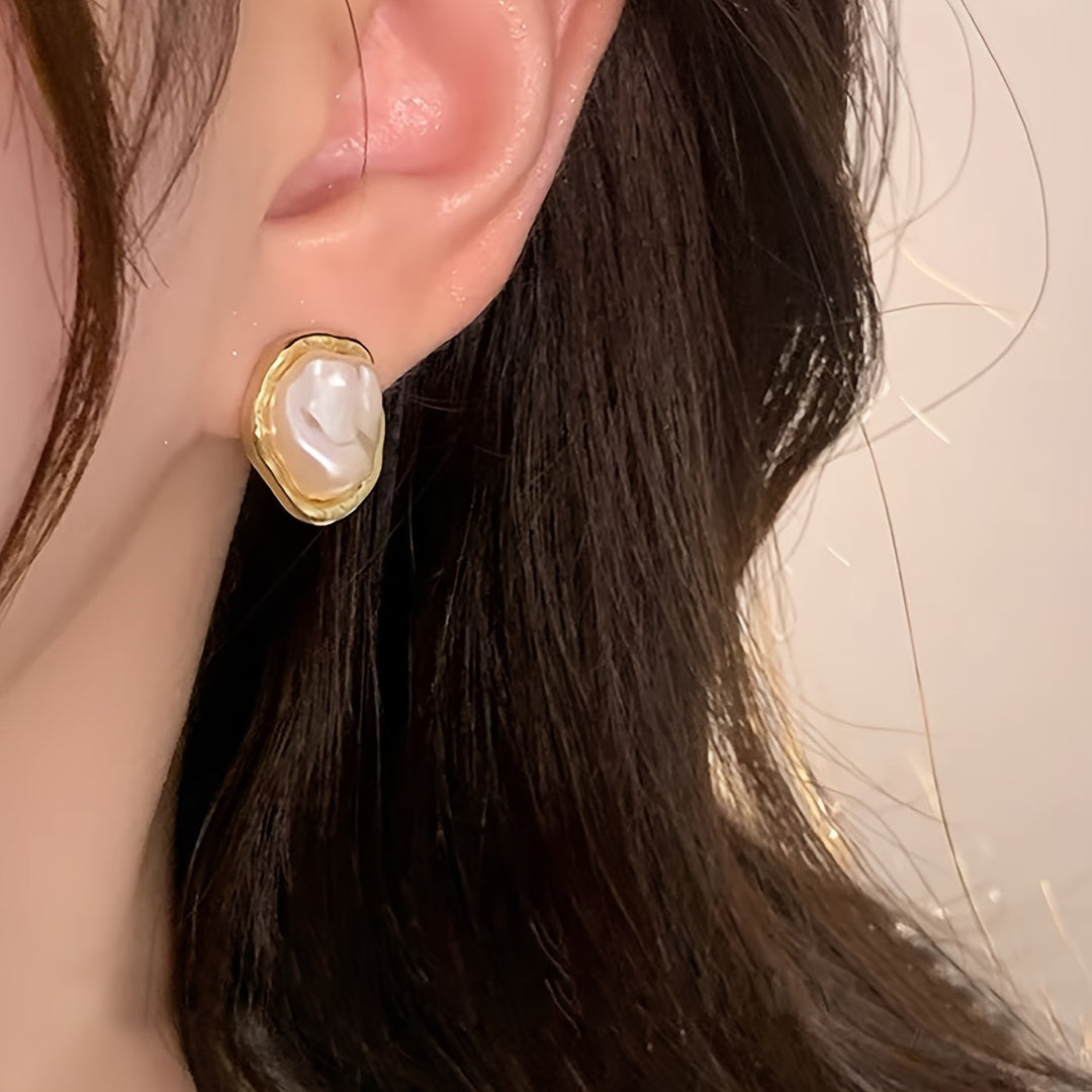 Irregular Design Stud Pearl Earrings