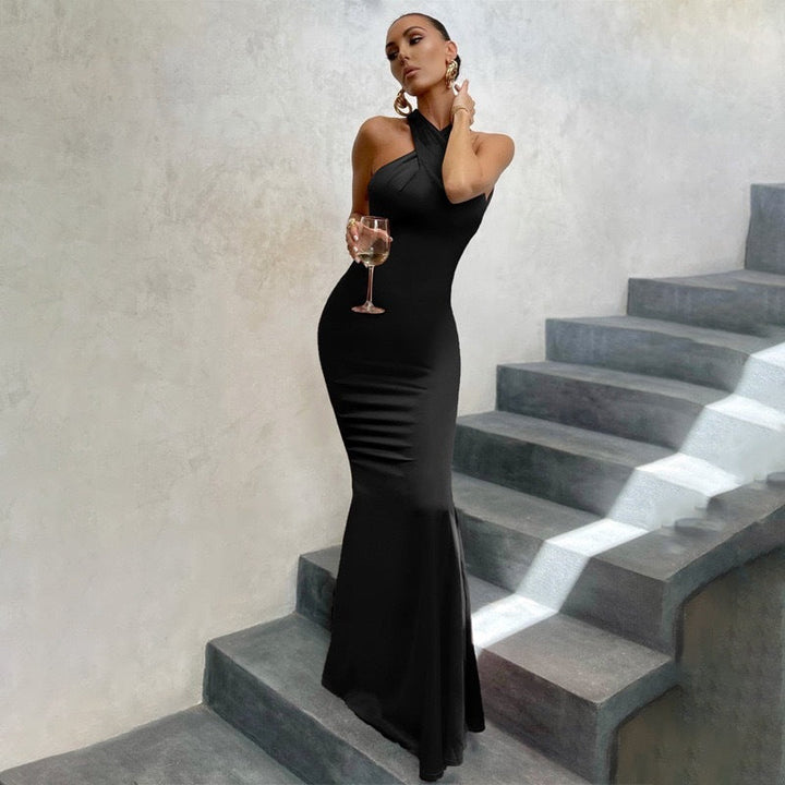 Women's  Open Back and Fitted Cut Fishtail Dress