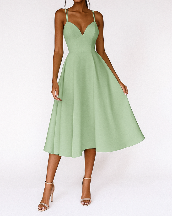 Women's Strappy Midi Wedding Guest Dress