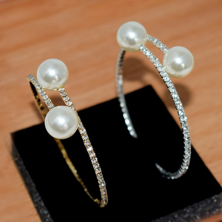 Inlaid Rhinestone Pearl Bracelet