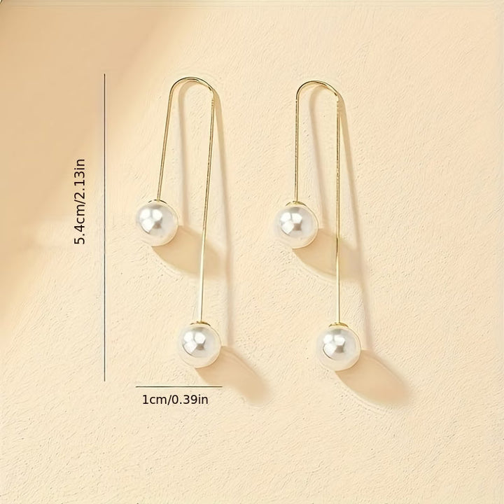 Women's Elegant Shiny Pearl Drop Statement Earrings