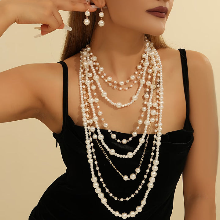 Women's Boho Multiple Pearls Jewelry Set