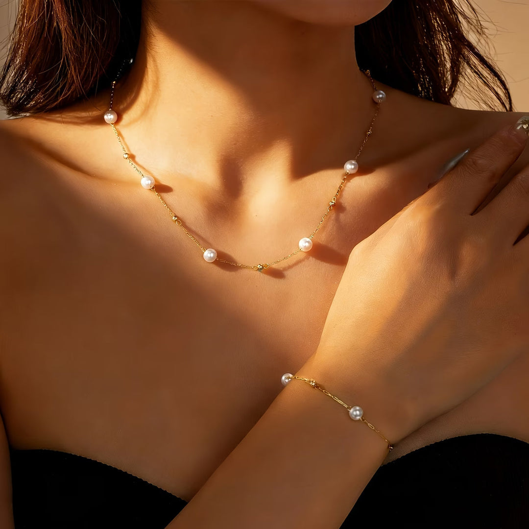 Women's Elegant Delicate Pearl Jewelry Set