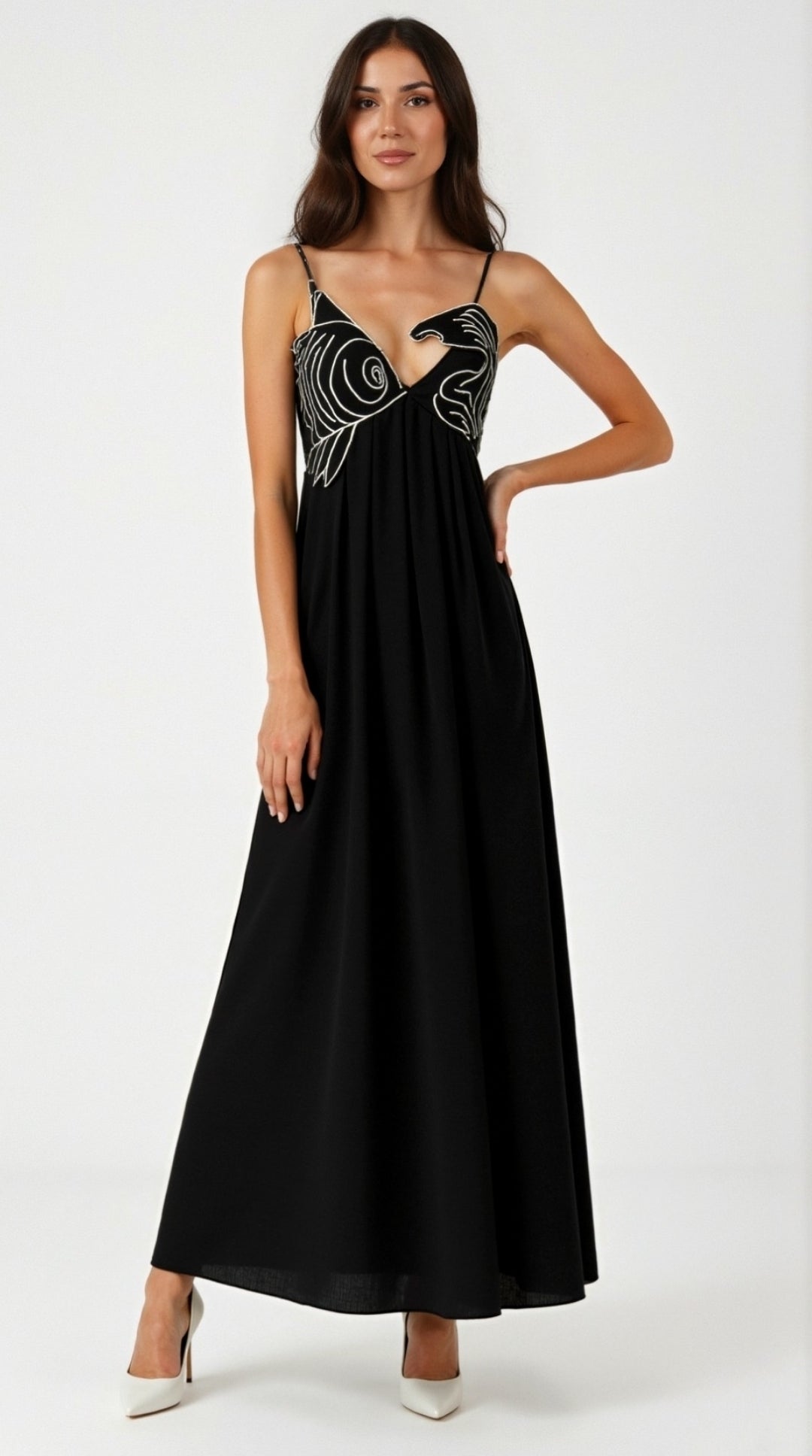 Women's Elegant Embroidered Maxi Dress