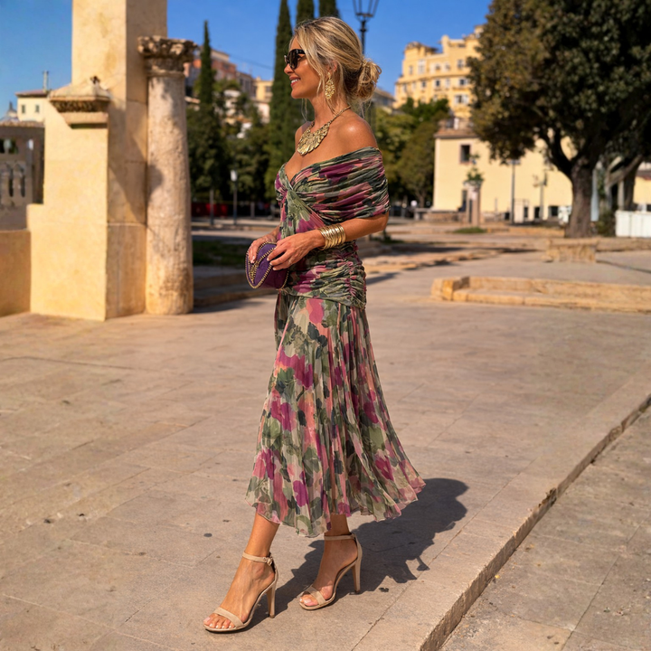 Women's Flowy Off-Shoulder Maxi Dress