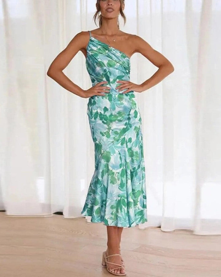 Women’s Asymmetrical Cut Floral Maxi Dress
