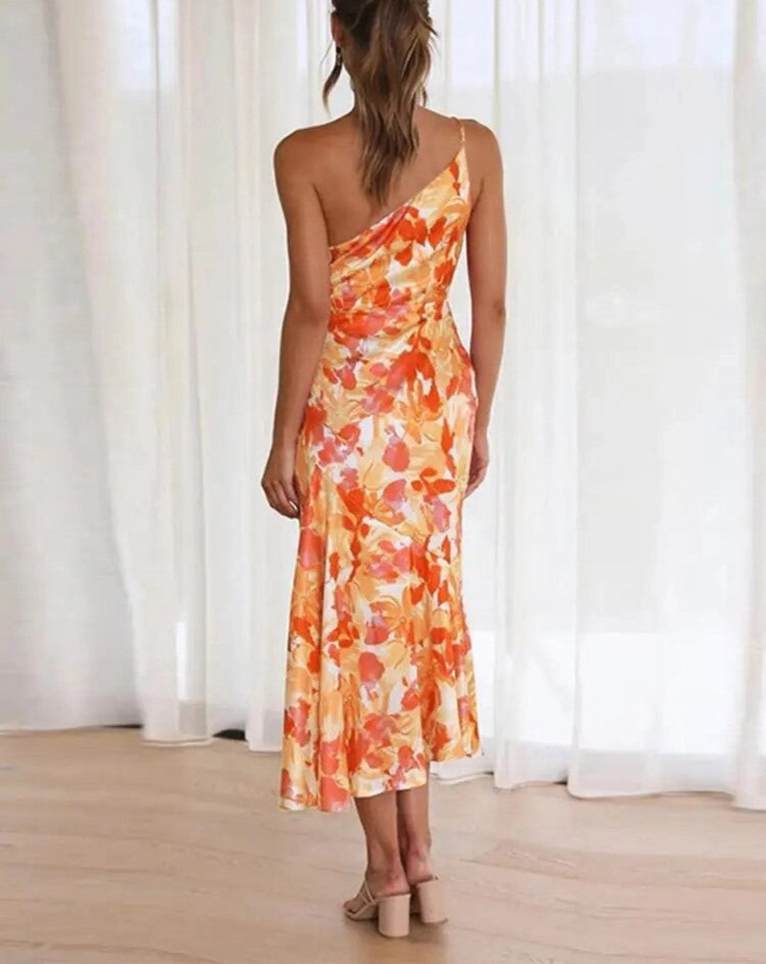 Women’s Asymmetrical Cut Floral Maxi Dress