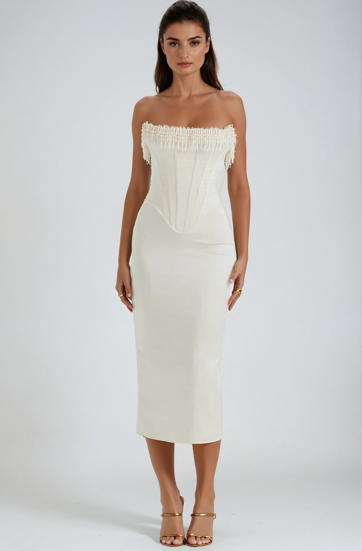 Women's Strapless Wedding Guest Maxi Dress