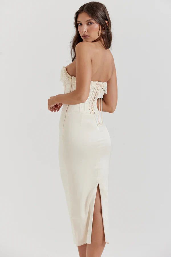 Women's Strapless Wedding Guest Maxi Dress