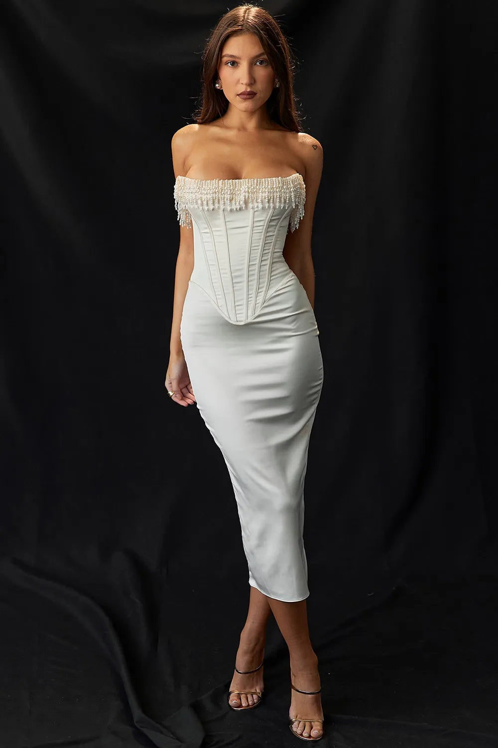 Women's Strapless Wedding Guest Maxi Dress