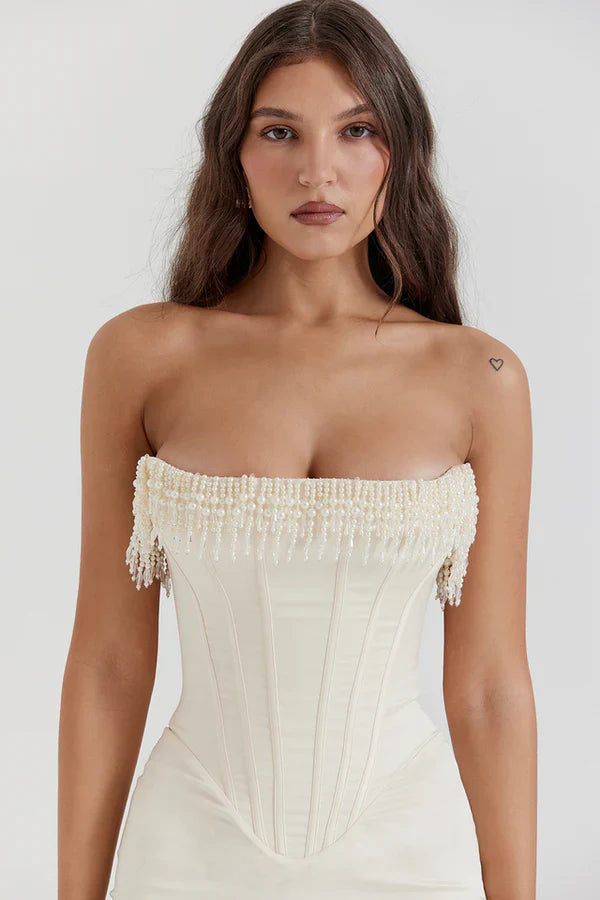 Women's Strapless Wedding Guest Maxi Dress