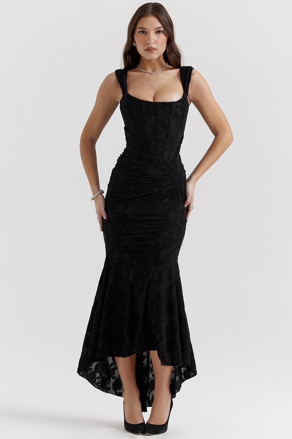 Women's Corset Style Wedding Guest Maxi Dress