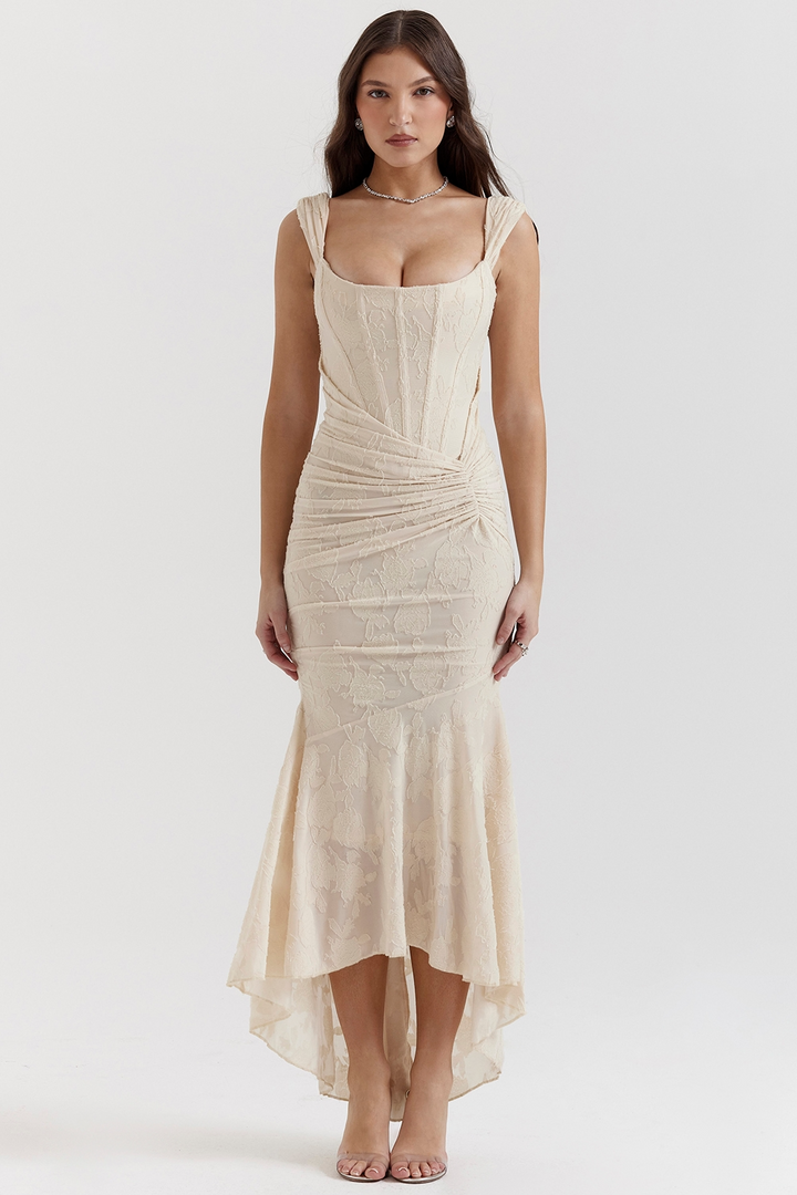 Women's Corset Style Wedding Guest Maxi Dress