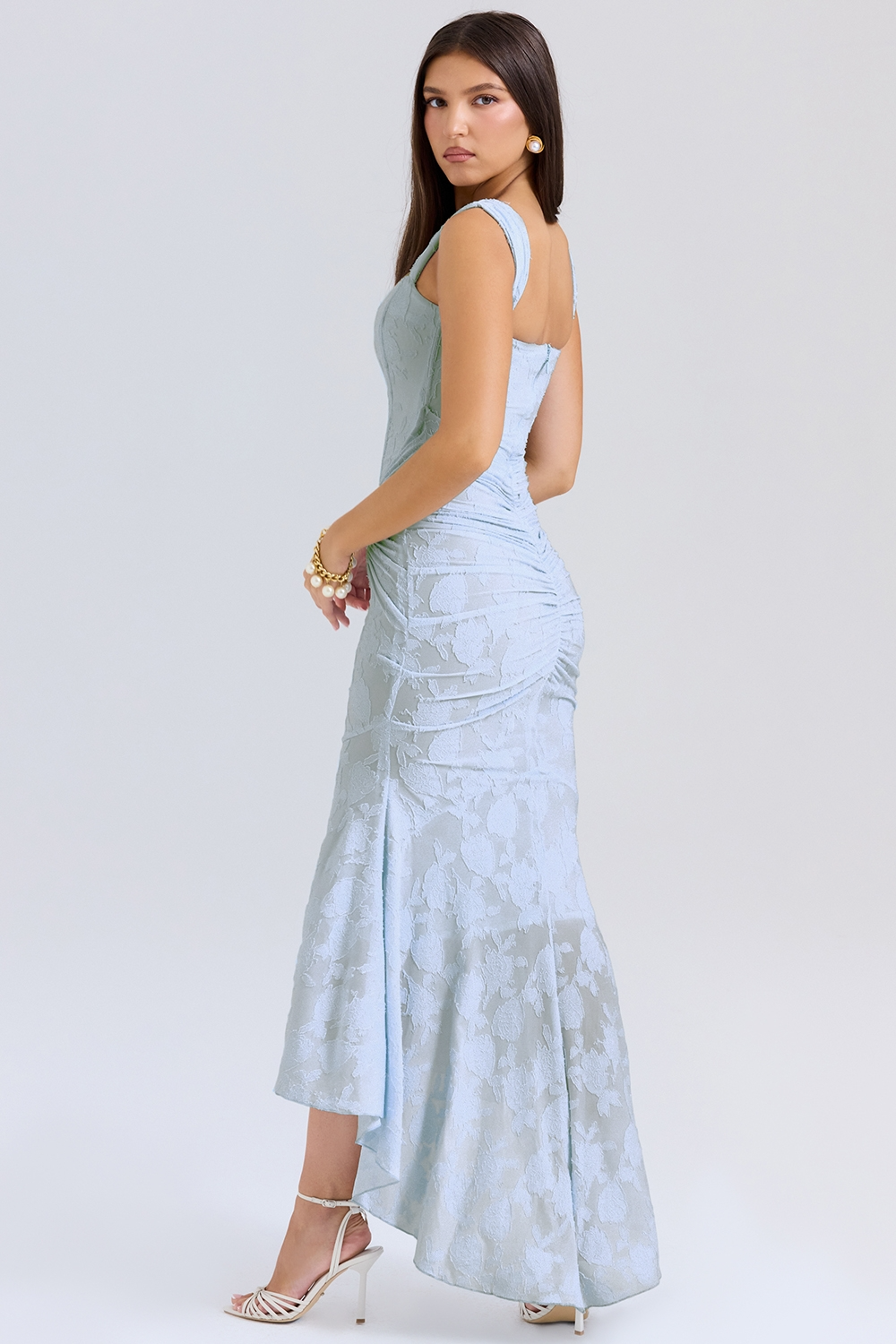 Women's Corset Style Wedding Guest Maxi Dress