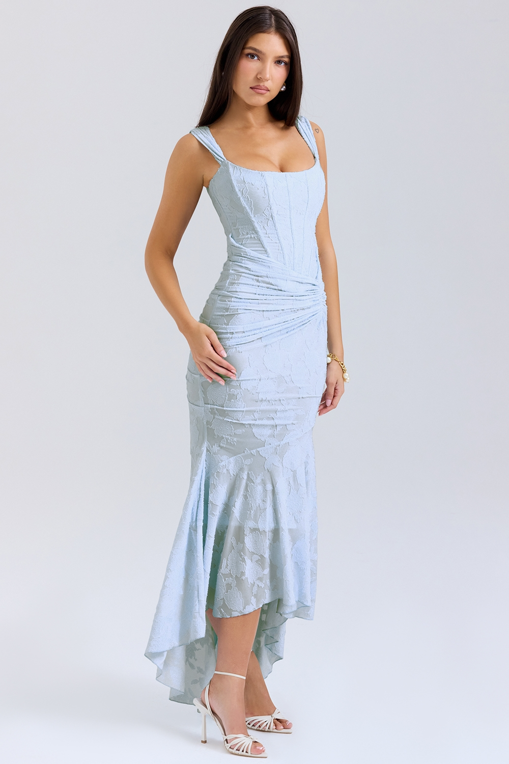 Women's Corset Style Wedding Guest Maxi Dress