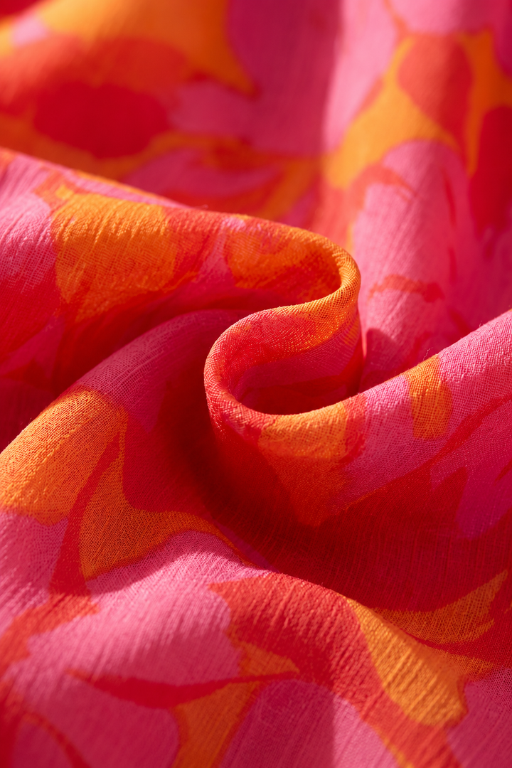 Women's Flowy Pink Orange Flowing Dress