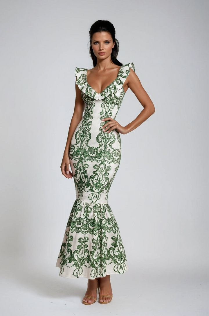 Women's Elegant Embroidered Summer Party Maxi Dress