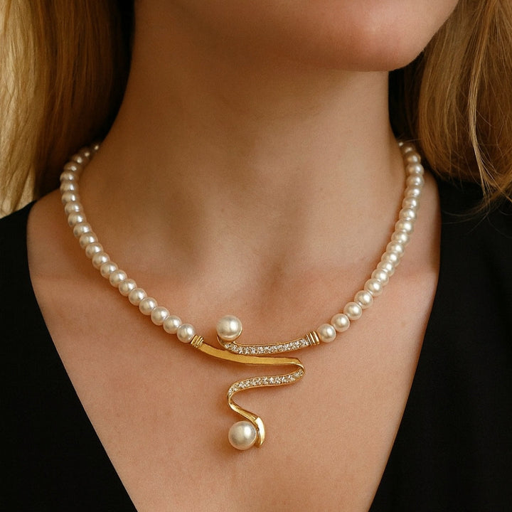 Women's Elegant Pearl Wave Jewelry Set