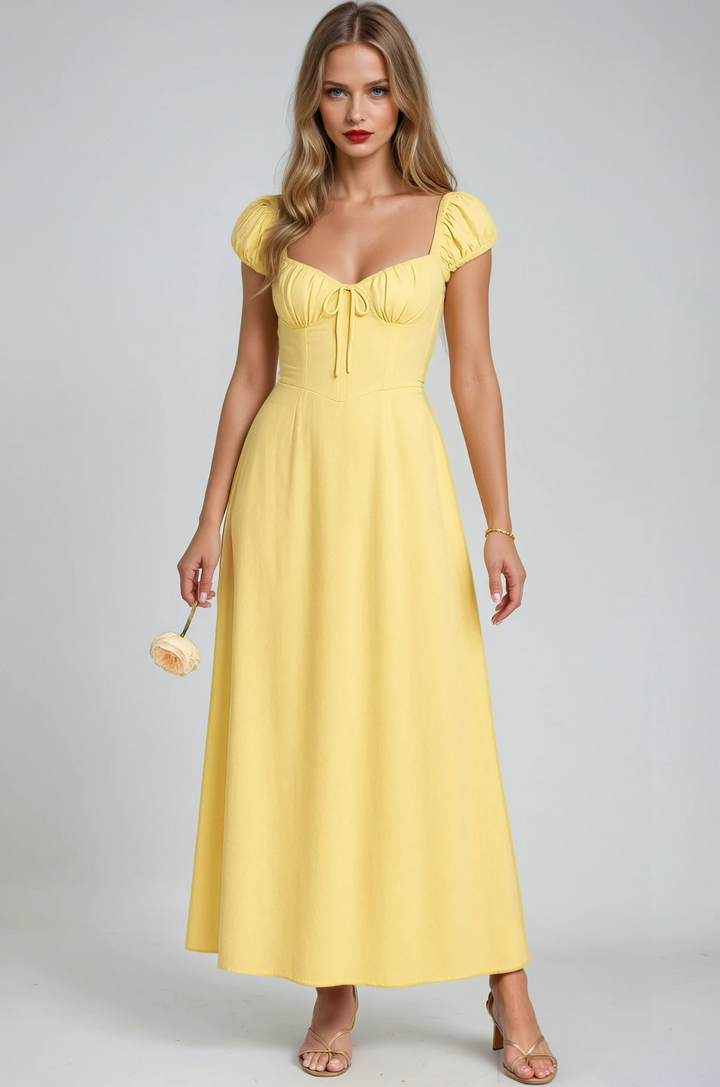 Women's Flowy Yellow Maxi Dress