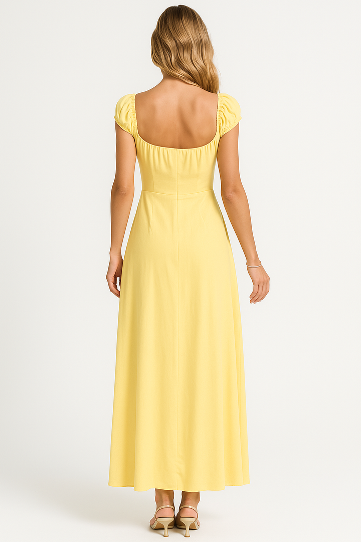 Women's Flowy Yellow Maxi Dress