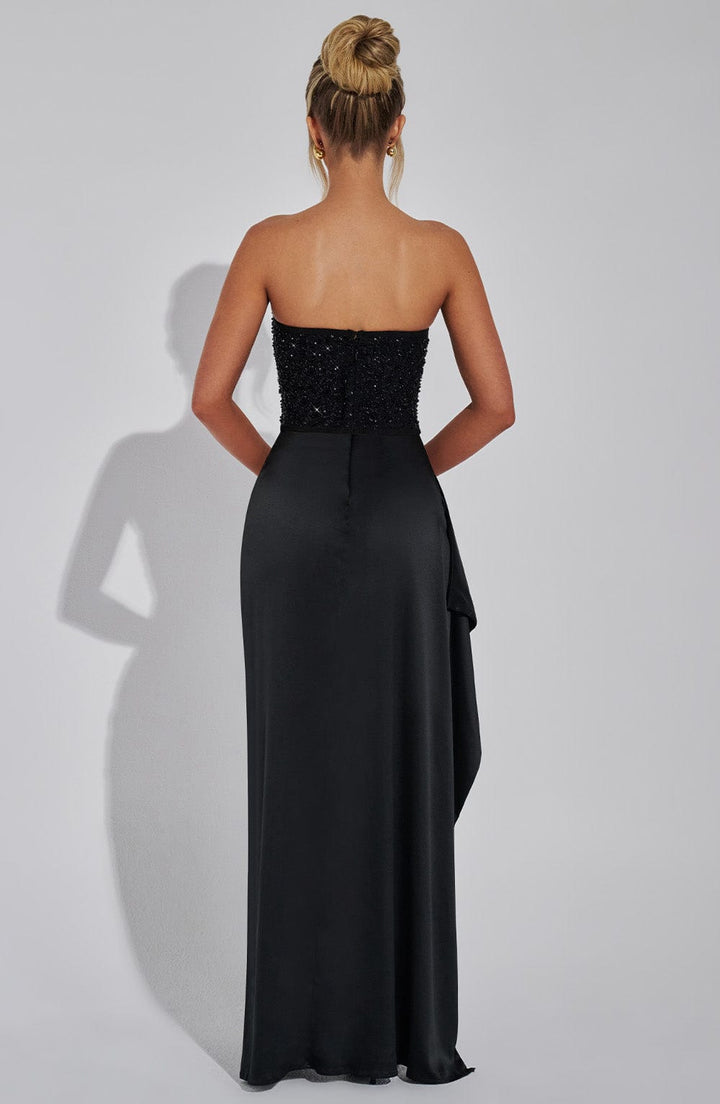 Women's Elegant Beaded Corset Evening Maxi Dress