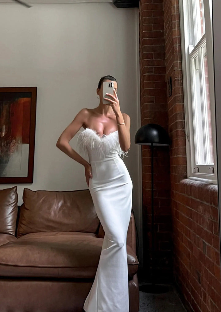 Women's White Evening Maxi Dress