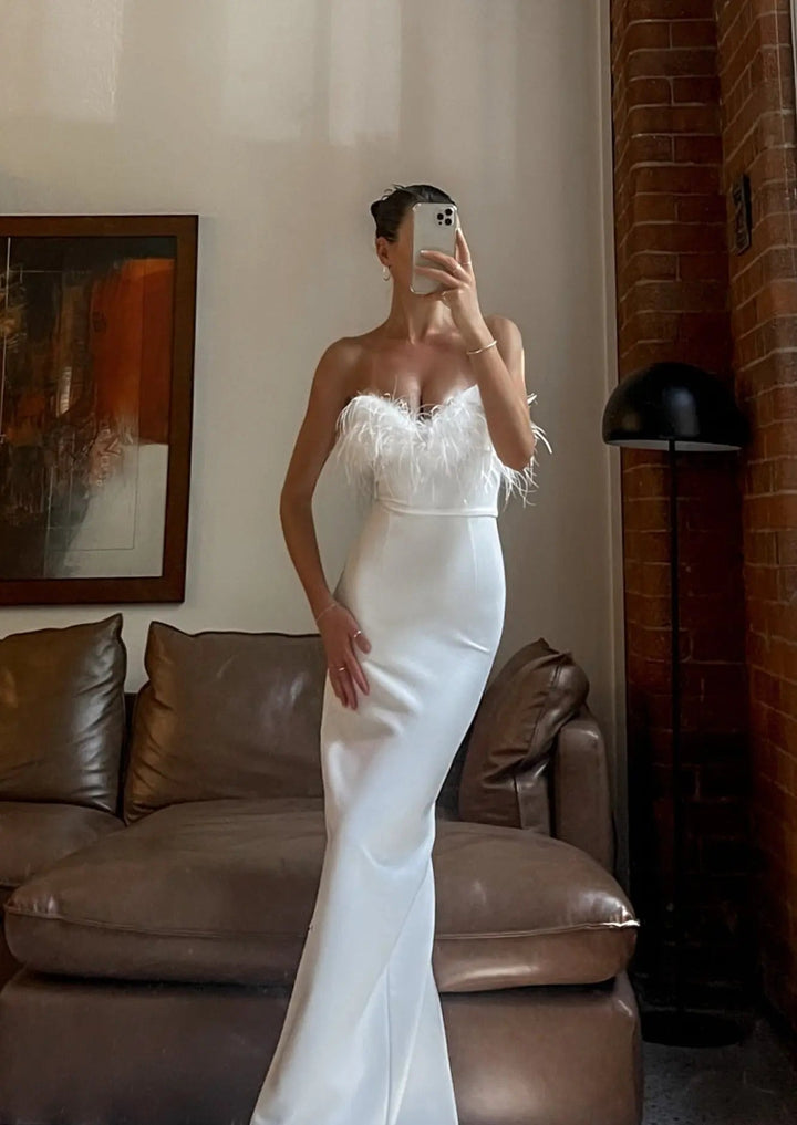 Women's White Evening Maxi Dress